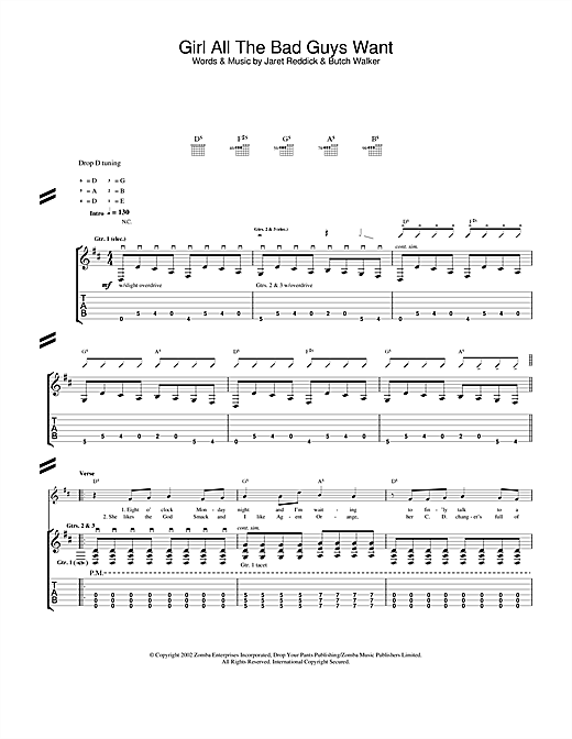 Learn to play Bowling For Soup Girl All The Bad Guys Want sheet music for Guitar Tab in minutes. Bowling For Soup Girl All The Bad Guys Want sheet music notes and chords. Download Printable PDF.