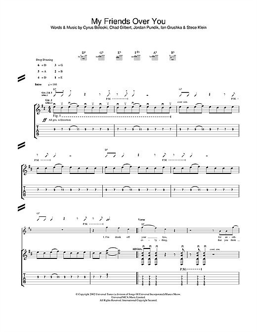 Learn to play New Found Glory My Friends Over You sheet music for Guitar Tab in minutes. New Found Glory My Friends Over You sheet music notes and chords. Download Printable PDF.