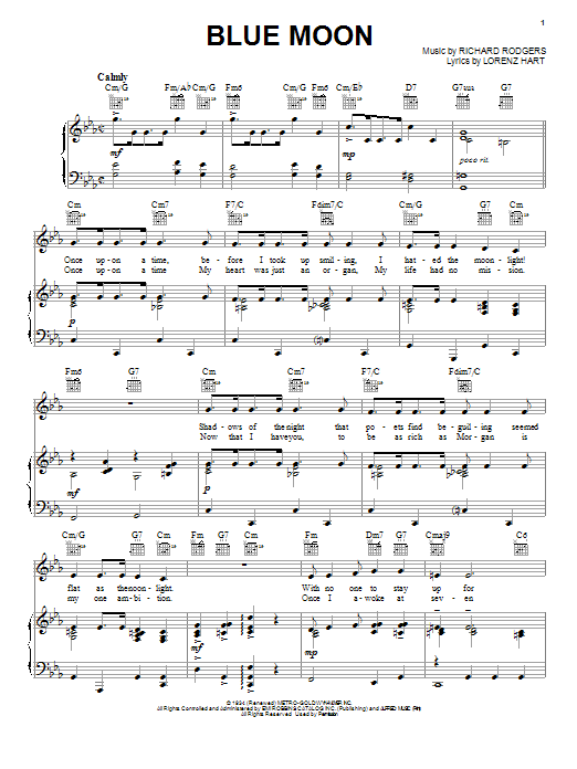 Learn to play Elvis Presley Blue Moon sheet music for Piano, Vocal & Guitar (Right-Hand Melody) in minutes. Elvis Presley Blue Moon sheet music notes and chords. Download Printable PDF.
