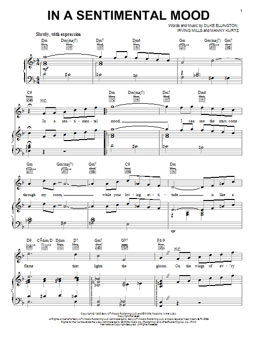 Learn to play Duke Ellington In A Sentimental Mood sheet music for Piano, Vocal & Guitar (Right-Hand Melody) in minutes. Duke Ellington In A Sentimental Mood sheet music notes and chords. Download Printable PDF.