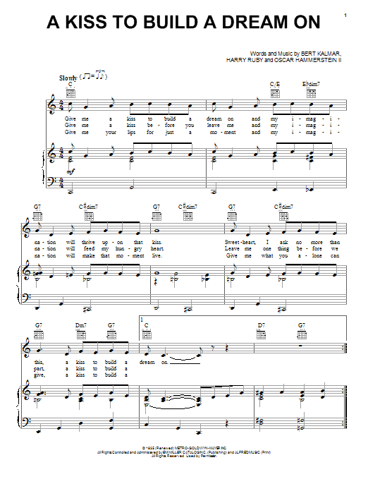 Learn to play Louis Armstrong A Kiss To Build A Dream On sheet music for Piano, Vocal & Guitar (Right-Hand Melody) in minutes. Louis Armstrong A Kiss To Build A Dream On sheet music notes and chords. Download Printable PDF.