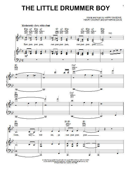 Learn to play Katherine K. Davis The Little Drummer Boy sheet music for Piano, Vocal & Guitar (Right-Hand Melody) in minutes. Katherine K. Davis The Little Drummer Boy sheet music notes and chords. Download Printable PDF.