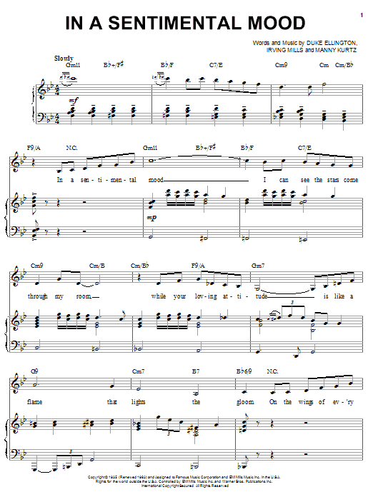 Learn to play Duke Ellington In A Sentimental Mood sheet music for Piano, Vocal & Guitar (Right-Hand Melody) in minutes. Duke Ellington In A Sentimental Mood sheet music notes and chords. Download Printable PDF.