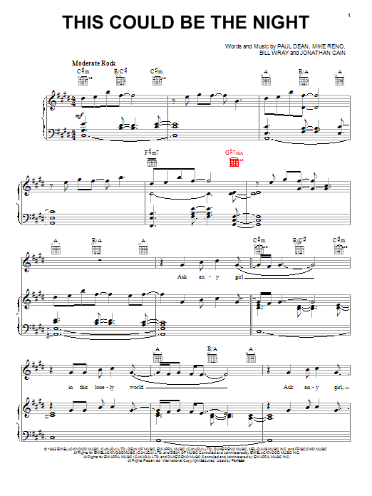 Learn to play Loverboy This Could Be The Night sheet music for Piano, Vocal & Guitar (Right-Hand Melody) in minutes. Loverboy This Could Be The Night sheet music notes and chords. Download Printable PDF.