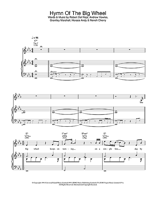 Learn to play Massive Attack Hymn Of The Big Wheel sheet music for Piano, Vocal & Guitar in minutes. Massive Attack Hymn Of The Big Wheel sheet music notes and chords. Download Printable PDF.
