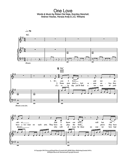 Learn to play Massive Attack One Love sheet music for Piano, Vocal & Guitar in minutes. Massive Attack One Love sheet music notes and chords. Download Printable PDF.