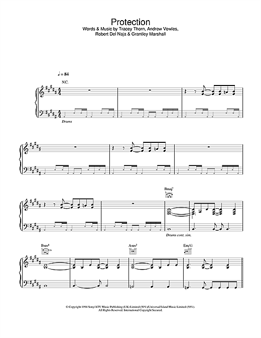 Learn to play Massive Attack Protection sheet music for Piano, Vocal & Guitar in minutes. Massive Attack Protection sheet music notes and chords. Download Printable PDF.