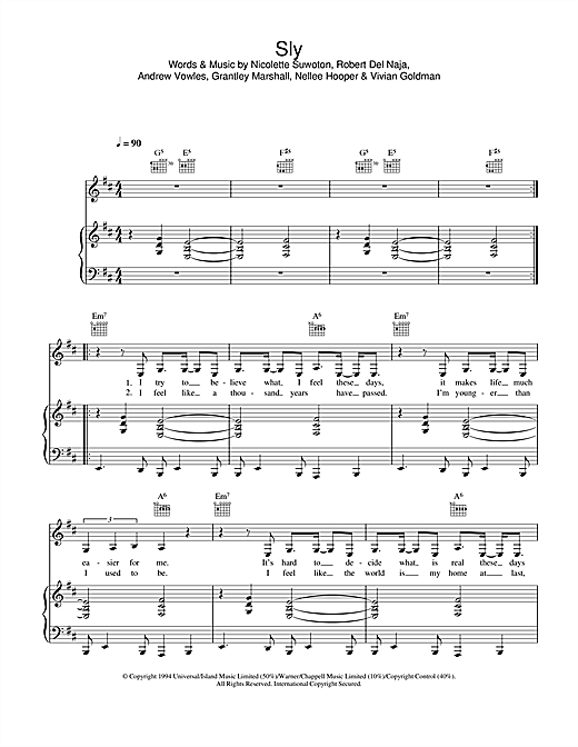 Learn to play Massive Attack Sly sheet music for Piano, Vocal & Guitar in minutes. Massive Attack Sly sheet music notes and chords. Download Printable PDF.