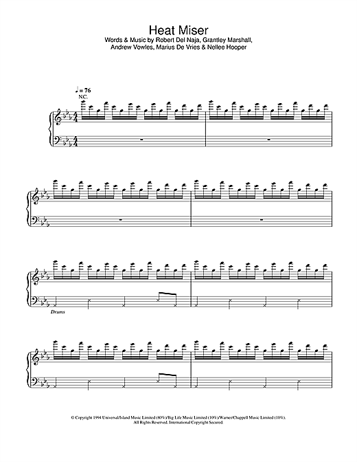 Learn to play Massive Attack Heat Miser sheet music for Piano in minutes. Massive Attack Heat Miser sheet music notes and chords. Download Printable PDF.