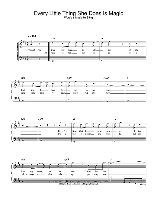Learn to play The Police Every Little Thing She Does Is Magic sheet music for Easy Piano in minutes. The Police Every Little Thing She Does Is Magic sheet music notes and chords. Download Printable PDF.