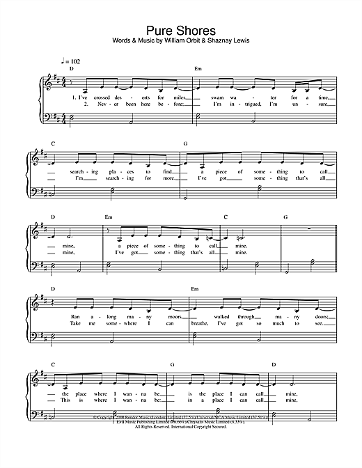 Learn to play All Saints Pure Shores sheet music for Easy Piano in minutes. All Saints Pure Shores sheet music notes and chords. Download Printable PDF.