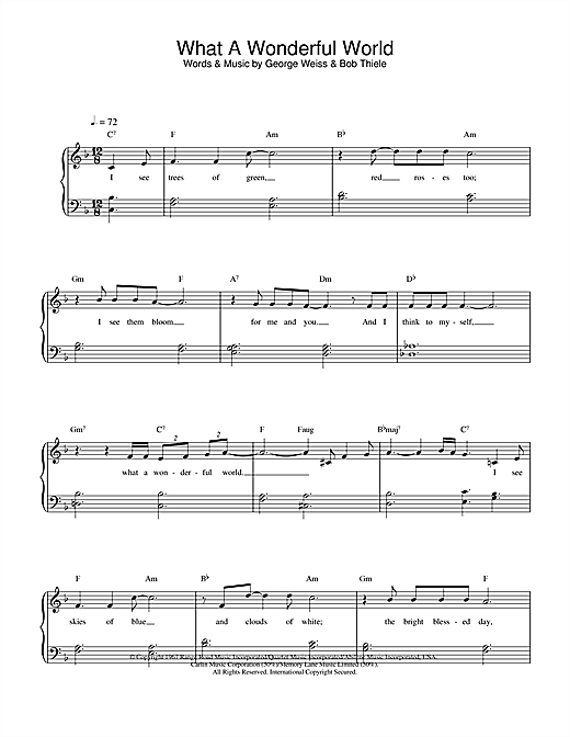 Learn to play Louis Armstrong What A Wonderful World sheet music for Piano in minutes. Louis Armstrong What A Wonderful World sheet music notes and chords. Download Printable PDF.