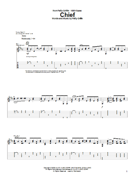 Learn to play Patty Griffin Chief sheet music for Guitar Tab in minutes. Patty Griffin Chief sheet music notes and chords. Download Printable PDF.