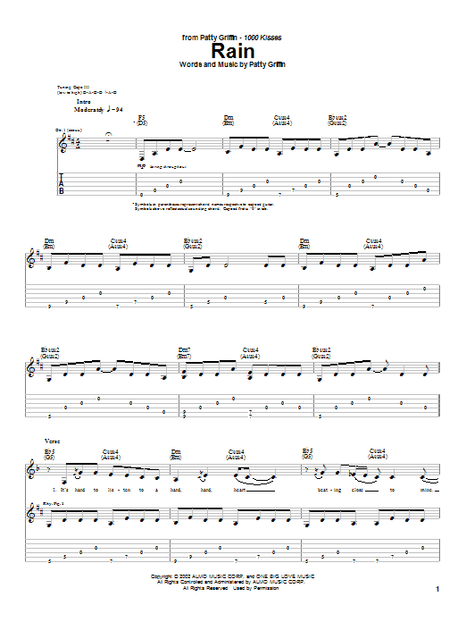 Learn to play Patty Griffin Rain sheet music for Guitar Tab in minutes. Patty Griffin Rain sheet music notes and chords. Download Printable PDF.