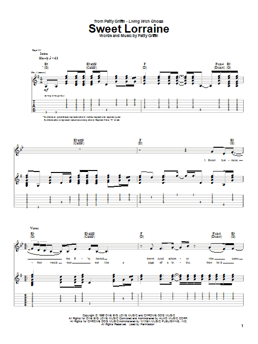 Learn to play Patty Griffin Sweet Lorraine sheet music for Guitar Tab in minutes. Patty Griffin Sweet Lorraine sheet music notes and chords. Download Printable PDF.