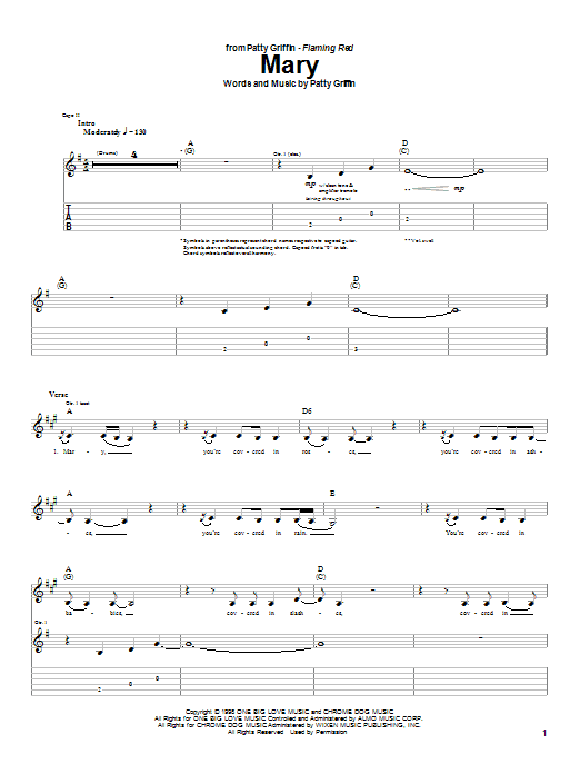 Learn to play Patty Griffin Mary sheet music for Guitar Tab in minutes. Patty Griffin Mary sheet music notes and chords. Download Printable PDF.