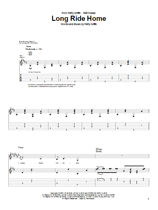 Learn to play Patty Griffin Long Ride Home sheet music for Guitar Tab in minutes. Patty Griffin Long Ride Home sheet music notes and chords. Download Printable PDF.