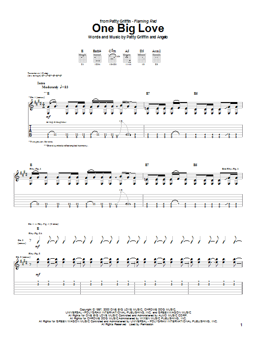Learn to play Patty Griffin One Big Love sheet music for Guitar Tab in minutes. Patty Griffin One Big Love sheet music notes and chords. Download Printable PDF.
