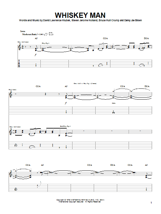 Learn to play Molly Hatchet Whiskey Man sheet music for Guitar Tab in minutes. Molly Hatchet Whiskey Man sheet music notes and chords. Download Printable PDF.
