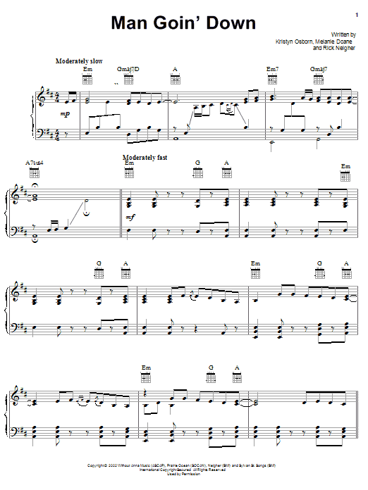 Learn to play SHeDAISY Man Goin' Down sheet music for Piano, Vocal & Guitar (Right-Hand Melody) in minutes. SHeDAISY Man Goin' Down sheet music notes and chords. Download Printable PDF.