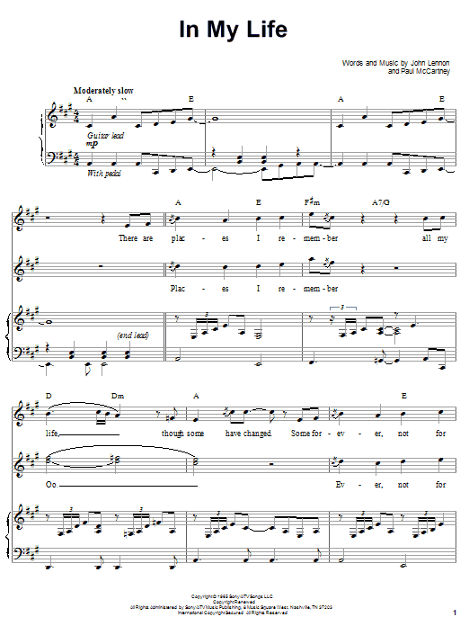 Learn to play The Beatles In My Life sheet music for Piano, Vocal & Guitar (Right-Hand Melody) in minutes. The Beatles In My Life sheet music notes and chords. Download Printable PDF.