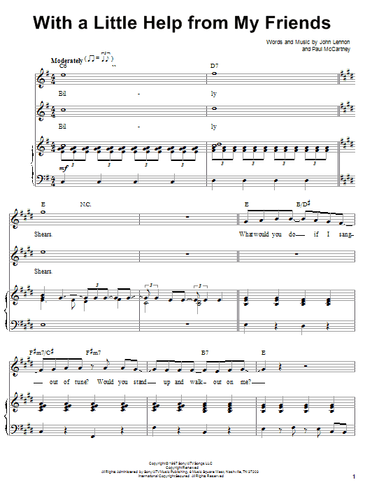 Learn to play The Beatles With A Little Help From My Friends sheet music for Piano, Vocal & Guitar (Right-Hand Melody) in minutes. The Beatles With A Little Help From My Friends sheet music notes and chords. Download Printable PDF.