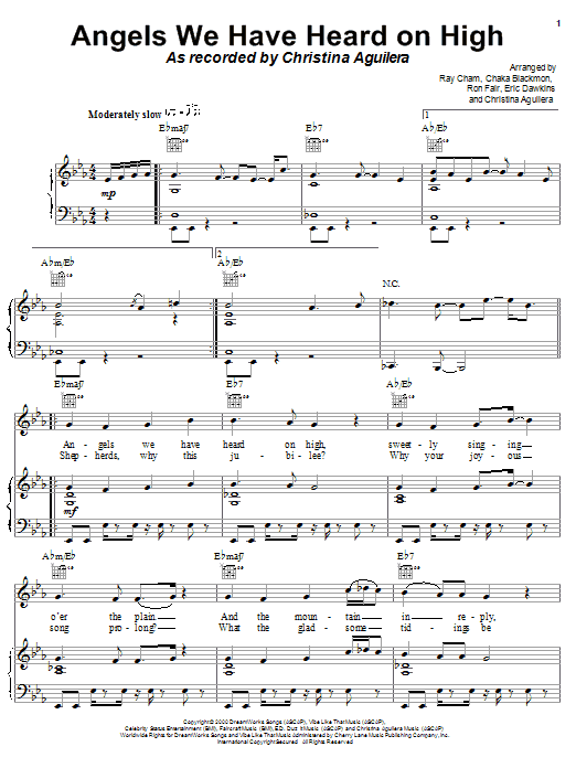 Learn to play Christina Aguilera Angels We Have Heard On High sheet music for Piano, Vocal & Guitar (Right-Hand Melody) in minutes. Christina Aguilera Angels We Have Heard On High sheet music notes and chords. Download Printable PDF.