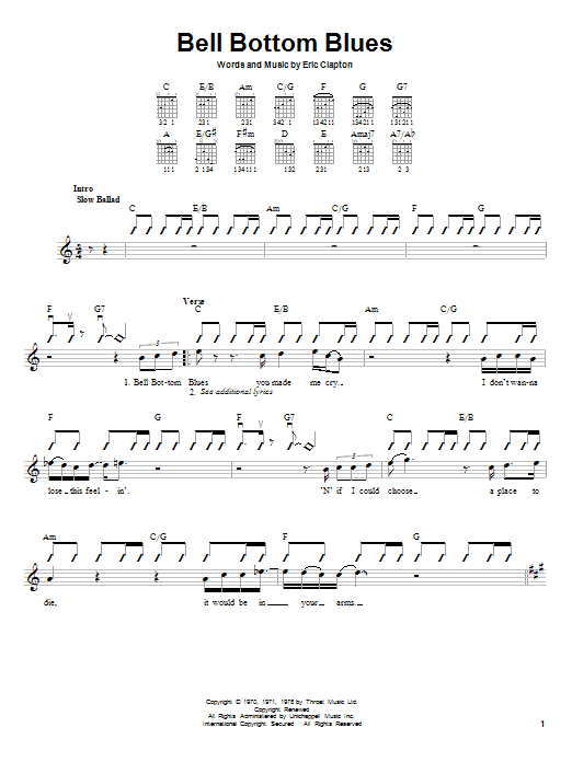 Learn to play Derek And The Dominos Bell Bottom Blues sheet music for Guitar with strumming patterns in minutes. Derek And The Dominos Bell Bottom Blues sheet music notes and chords. Download Printable PDF.