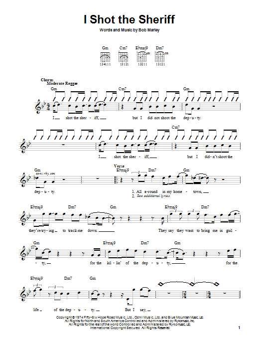 Learn to play Eric Clapton I Shot The Sheriff sheet music for Guitar with strumming patterns in minutes. Eric Clapton I Shot The Sheriff sheet music notes and chords. Download Printable PDF.