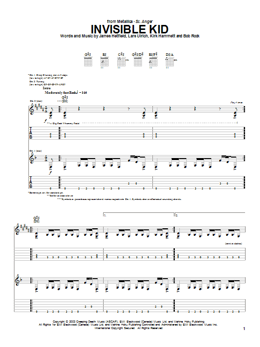 Learn to play Metallica Invisible Kid sheet music for Guitar Tab in minutes. Metallica Invisible Kid sheet music notes and chords. Download Printable PDF.