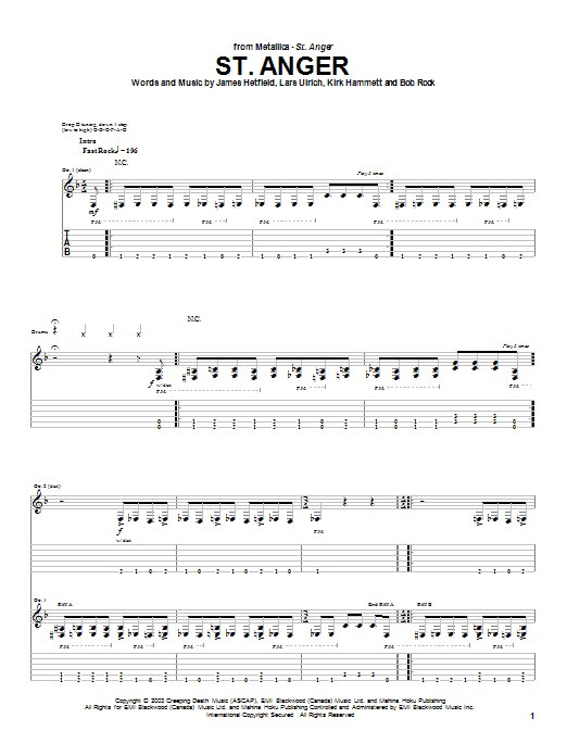 Learn to play Metallica St. Anger sheet music for Guitar Tab in minutes. Metallica St. Anger sheet music notes and chords. Download Printable PDF.
