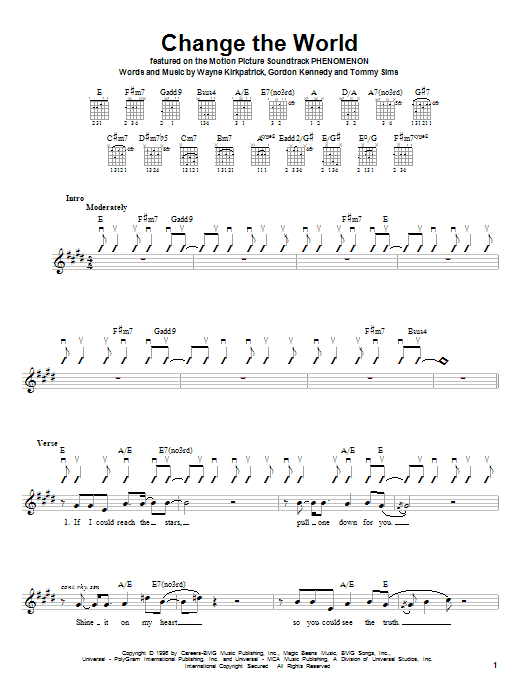 Learn to play Eric Clapton Change The World sheet music for Guitar with strumming patterns in minutes. Eric Clapton Change The World sheet music notes and chords. Download Printable PDF.