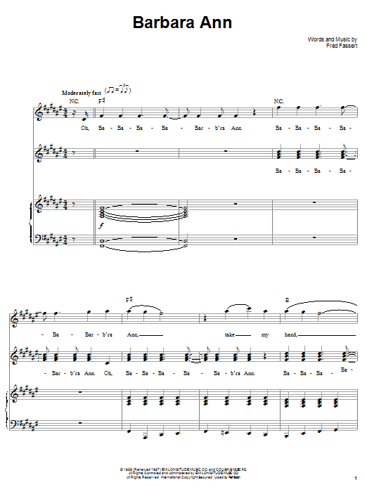 Learn to play The Regents Barbara Ann sheet music for Piano & Vocal in minutes. The Regents Barbara Ann sheet music notes and chords. Download Printable PDF.