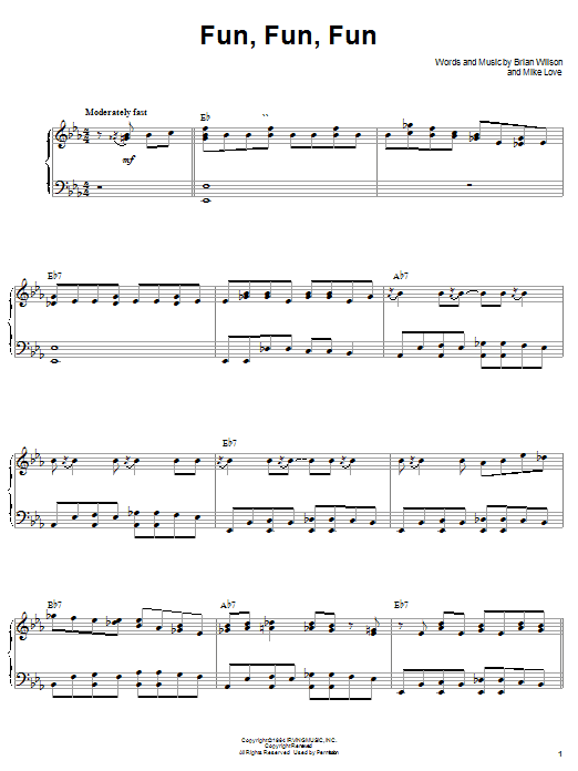 Learn to play The Beach Boys Fun, Fun, Fun sheet music for Piano & Vocal in minutes. The Beach Boys Fun, Fun, Fun sheet music notes and chords. Download Printable PDF.