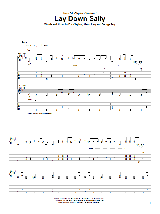 Learn to play Eric Clapton Lay Down Sally sheet music for Guitar Tab in minutes. Eric Clapton Lay Down Sally sheet music notes and chords. Download Printable PDF.