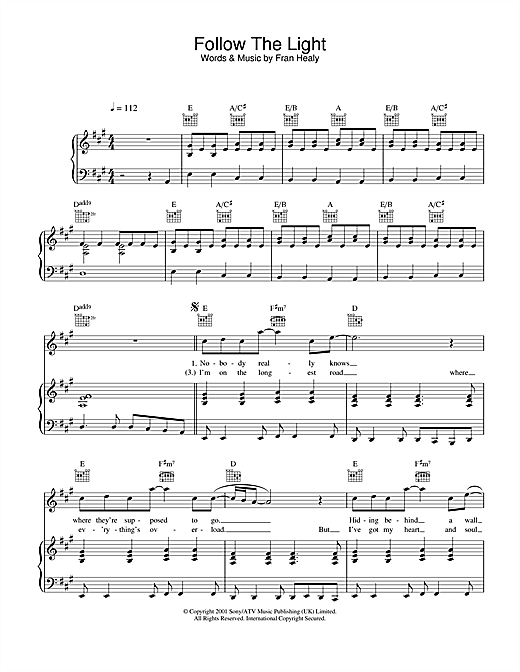 Learn to play Travis Follow The Light sheet music for Piano, Vocal & Guitar in minutes. Travis Follow The Light sheet music notes and chords. Download Printable PDF.