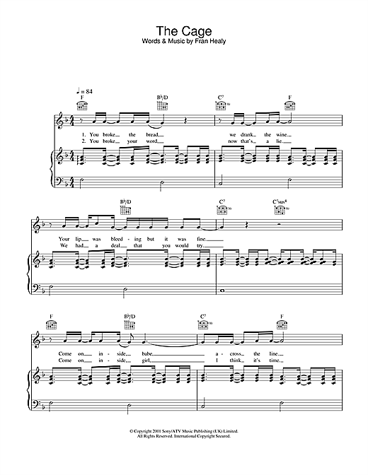 Learn to play Travis The Cage sheet music for Piano, Vocal & Guitar in minutes. Travis The Cage sheet music notes and chords. Download Printable PDF.