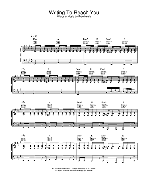 Learn to play Travis Writing To Reach You sheet music for Piano, Vocal & Guitar in minutes. Travis Writing To Reach You sheet music notes and chords. Download Printable PDF.