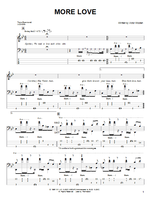 Learn to play Victor Wooten More Love sheet music for Bass Guitar Tab in minutes. Victor Wooten More Love sheet music notes and chords. Download Printable PDF.