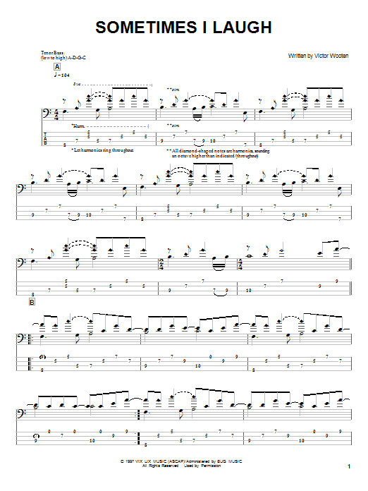 Learn to play Victor Wooten Sometimes I Laugh sheet music for Bass Guitar Tab in minutes. Victor Wooten Sometimes I Laugh sheet music notes and chords. Download Printable PDF.