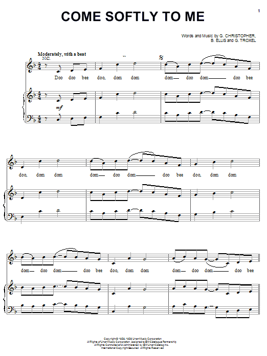 Learn to play The Fleetwoods Come Softly To Me sheet music for Piano, Vocal & Guitar (Right-Hand Melody) in minutes. The Fleetwoods Come Softly To Me sheet music notes and chords. Download Printable PDF.