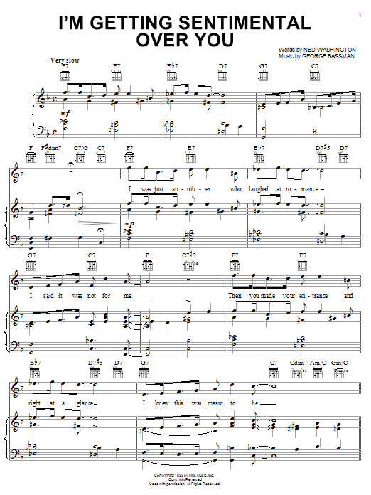 Learn to play Ned Washington I'm Gettin' Sentimental Over You sheet music for Piano, Vocal & Guitar (Right-Hand Melody) in minutes. Ned Washington I'm Gettin' Sentimental Over You sheet music notes and chords. Download Printable PDF.