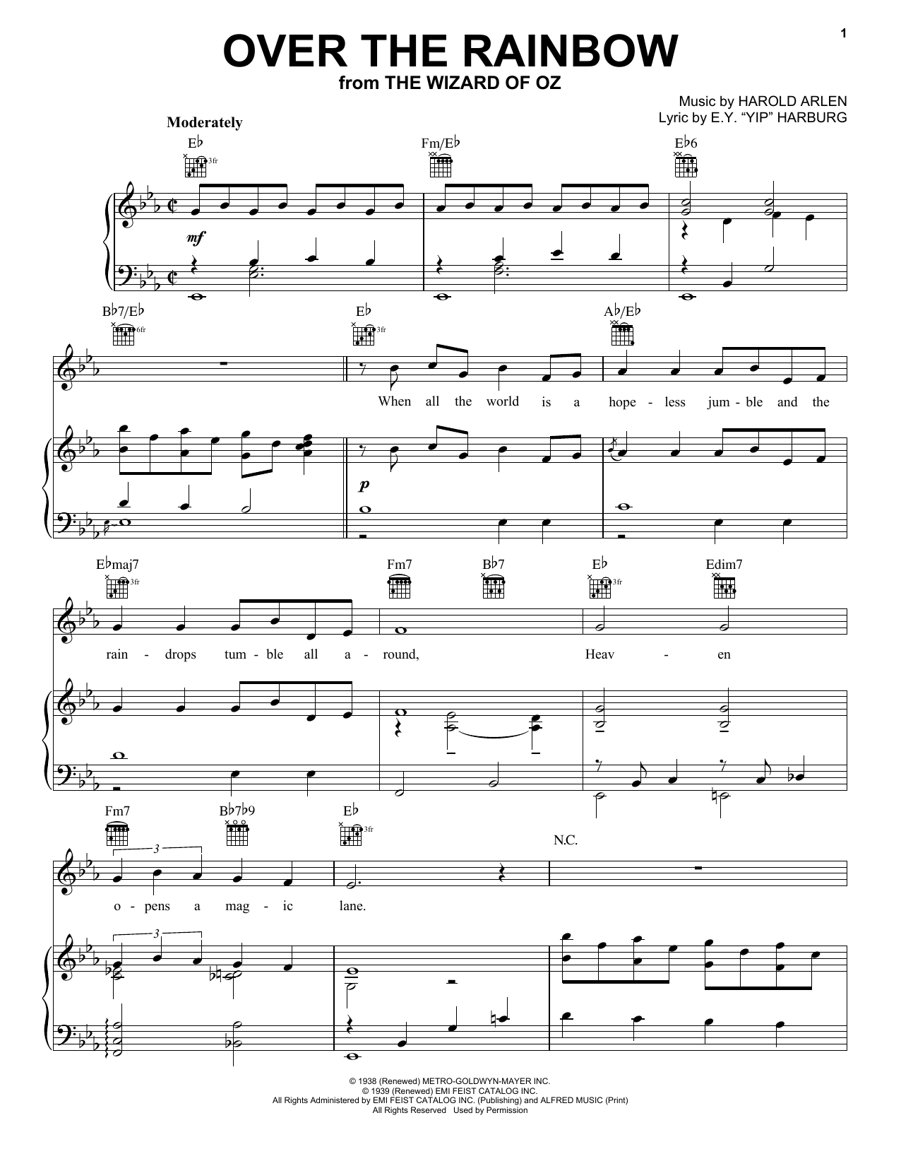 Learn to play Judy Garland Over The Rainbow sheet music for Piano, Vocal & Guitar (Right-Hand Melody) in minutes. Judy Garland Over The Rainbow sheet music notes and chords. Download Printable PDF.