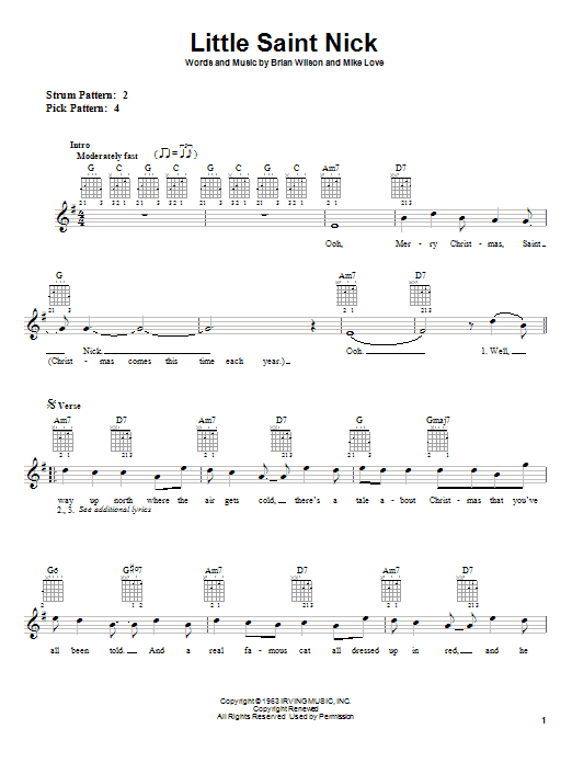 Learn to play The Beach Boys Little Saint Nick sheet music for Easy Guitar in minutes. The Beach Boys Little Saint Nick sheet music notes and chords. Download Printable PDF.