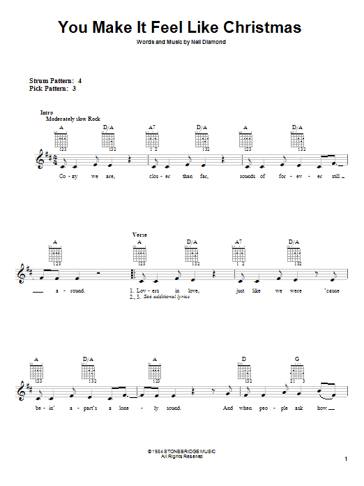 Learn to play Neil Diamond You Make It Feel Like Christmas sheet music for Easy Guitar in minutes. Neil Diamond You Make It Feel Like Christmas sheet music notes and chords. Download Printable PDF.