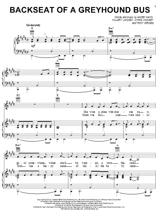 Learn to play Sara Evans Backseat Of A Greyhound Bus sheet music for Piano, Vocal & Guitar (Right-Hand Melody) in minutes. Sara Evans Backseat Of A Greyhound Bus sheet music notes and chords. Download Printable PDF.