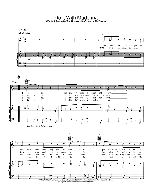 Learn to play The Androids Do It With Madonna sheet music for Piano, Vocal & Guitar (Right-Hand Melody) in minutes. The Androids Do It With Madonna sheet music notes and chords. Download Printable PDF.