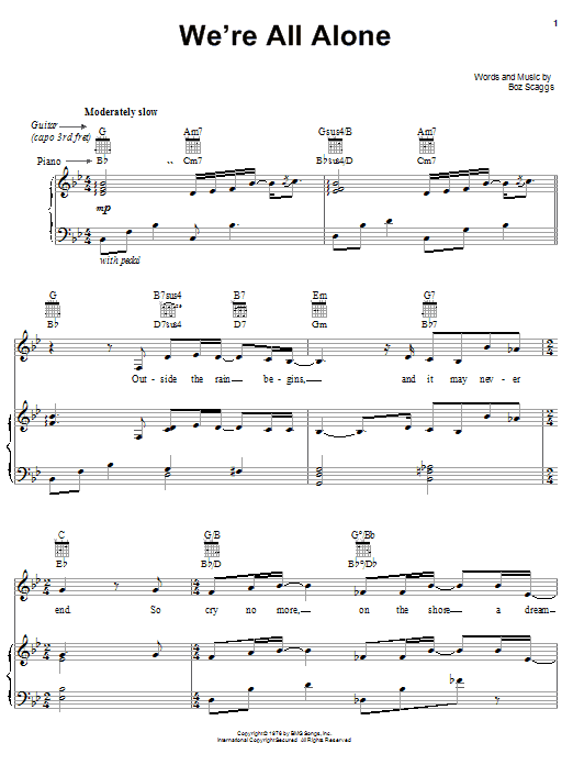 Learn to play Linda Eder We're All Alone sheet music for Piano, Vocal & Guitar (Right-Hand Melody) in minutes. Linda Eder We're All Alone sheet music notes and chords. Download Printable PDF.