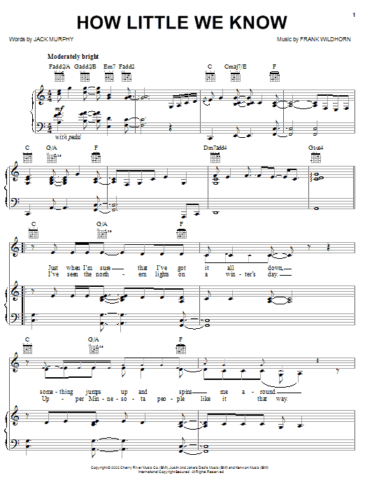 Learn to play Linda Eder How Little We Know sheet music for Piano, Vocal & Guitar (Right-Hand Melody) in minutes. Linda Eder How Little We Know sheet music notes and chords. Download Printable PDF.