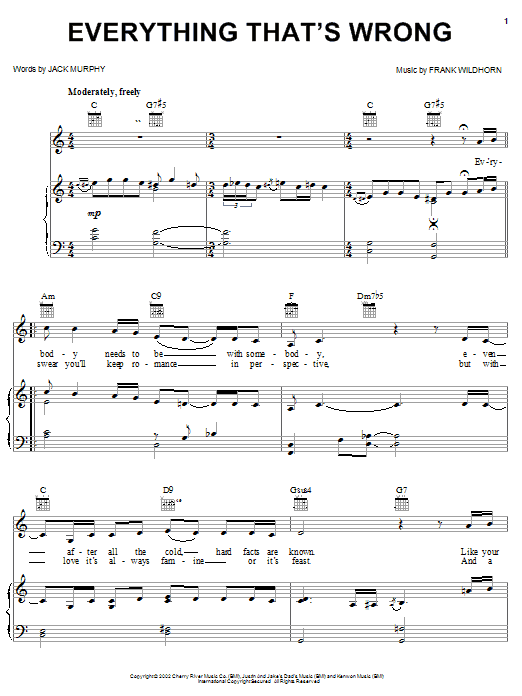 Learn to play Linda Eder Everything That's Wrong sheet music for Piano, Vocal & Guitar (Right-Hand Melody) in minutes. Linda Eder Everything That's Wrong sheet music notes and chords. Download Printable PDF.